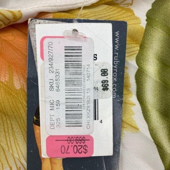 NWT Ruby Rox Juniors 13 Halter Tie Sundress Dress Gold Purple Floral Backless - Picture 7 of 13